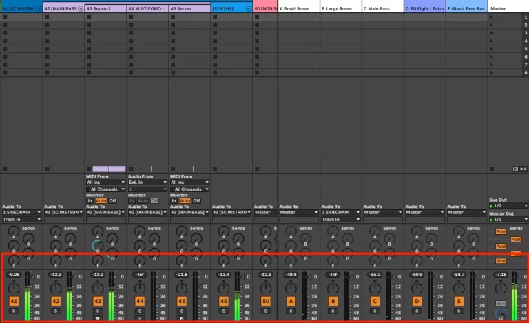 Levels of tracks with proper gain staging in Ableton